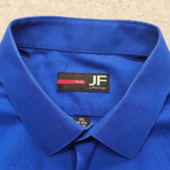 JF J. Ferrar Men's Dress Shirt XXL Blue Cotton Blend Slim Fit - Picture 4 of 10